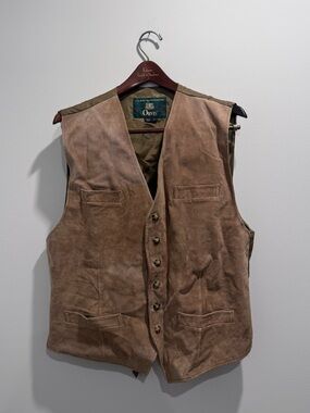 Orvis Men's Tan Suede Button-Front Vest